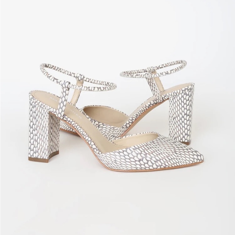 MARC FISHER Women's Size 7 Ivory Beige Velise Ankle Strap Pumps NEW